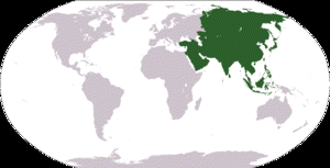 Localización de Asia en el mundo