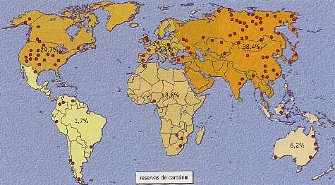 Figura 7-2 > Reservas de carbn an el mundo
