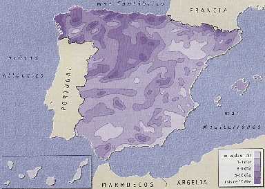 Figura 8-7 > Media anual de das de granizo en Espaa