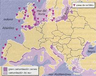 Figura 11-4 > Grado de contaminacin de las costas europeas