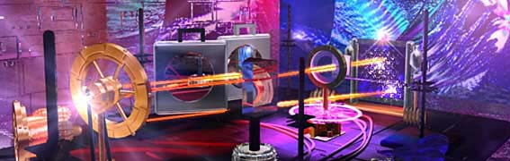 Reproduccin de instrumental lser que proyecta una holografa