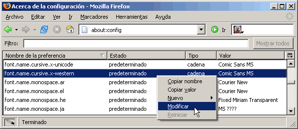 Firefox - Modificar preferencia en about:config Firefox - Modificar preferencia en about:config