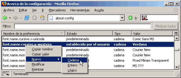 Firefox - Nueva preferencia en about:config