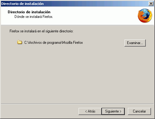 Firefox - Instalación - Directorio de instalación Firefox - Instalación - Directorio de instalación