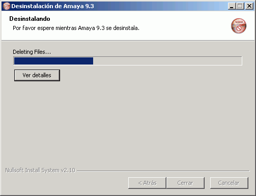 Desinstalación de Amaya - Desinstalando Desinstalación de Amaya - Desinstalando