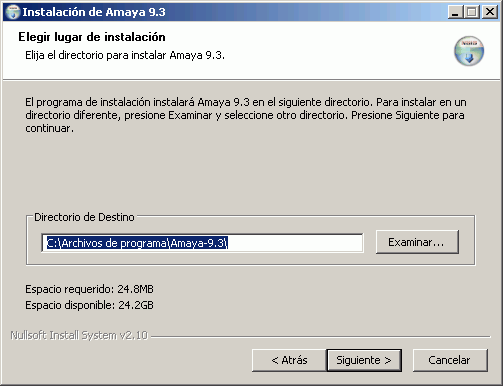 Instalación de Amaya - Carpeta de instalación Instalación de Amaya - Carpeta de instalación