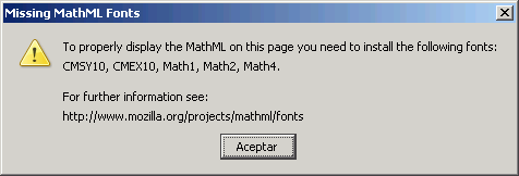 Mathml en Mozilla - Aviso: fuentes no instaladas