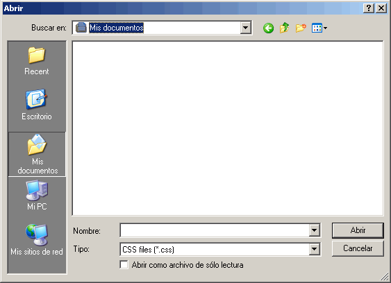 Enlazar una hoja de estilo - Caja de dilogo de seleccin de archivo - 1