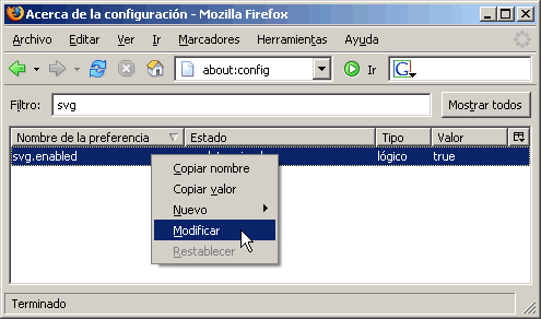 Adobe SVGViewer en Firefox about:config Adobe SVGViewer en Firefox about:config