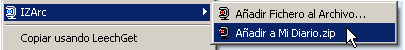 IZArc - Menú contextual IZArc - Opción Añadir a archivo IZArc - Menú contextual IZArc - Opción Añadir a archivo