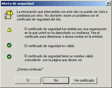 CorreoCV - Certificados - Alerta de seguridad