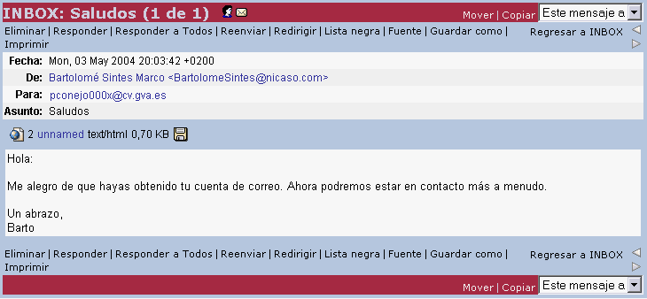 CorreoCV - Leer un correo CorreoCV - Leer un correo