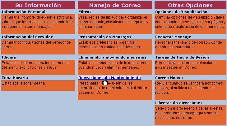CorreoCV - Opciones CorreoCV - Opciones