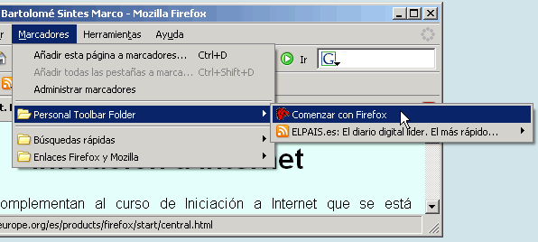 Firefox 1.5 - Menú Marcadores Firefox 1.5 - Menú Marcadores