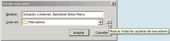 Firefox 1.5 - Marcadores -Añadir marcador en carpeta Firefox 1.5 - Marcadores -Añadir marcador en carpeta