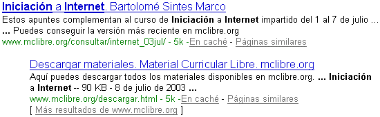 Google - Resultados de la búsqueda - Parte central Google - Resultados de la búsqueda - Parte central
