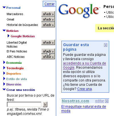 Google - Añadir un elemento Google - Añadir un elemento
