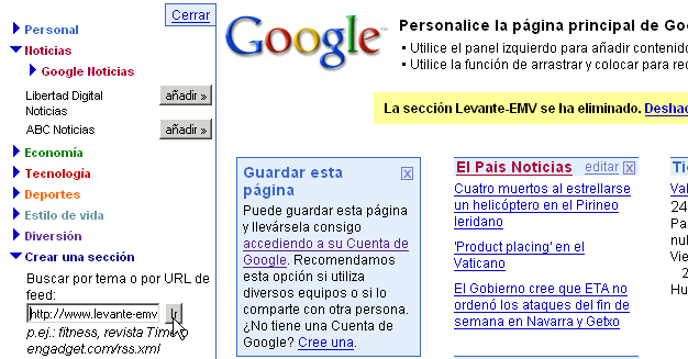 Google - Añadir un elemento Google - Añadir un elemento