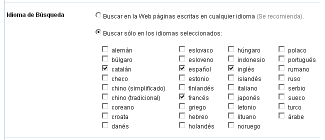 Google - Preferencias globales - Idioma de búsqueda Google - Preferencias globales - Idioma de búsqueda