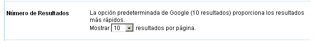 Google - Preferencias Globales - Número de resultados Google - Preferencias Globales - Número de resultados
