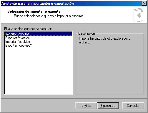 Internet Explorer 5.5 - Importar favoritos - Paso 3 Internet Explorer 5.5 - Importar favoritos - Paso 3