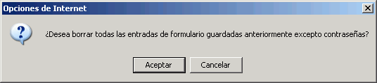 Internet Explorer 6.0 - Borrar entradas de formularios Internet Explorer 6.0 - Borrar entradas de formularios