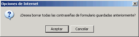 Internet Explorer 6.0 - Borrar contraseñas de formularios Internet Explorer 6.0 - Borrar contraseñas de formularios