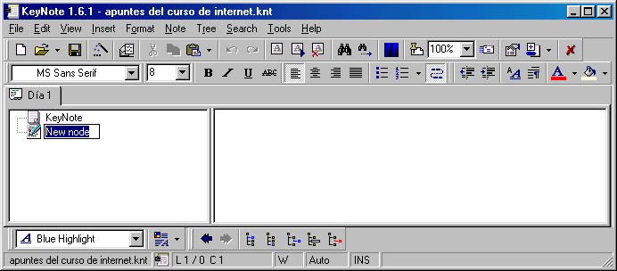 KeyNote - Utilizar - Crear un nuevo nodo 1 KeyNote - Utilizar - Crear un nuevo nodo 1