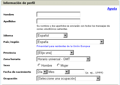 Hotmail - Formulario de registro - Informacin personal