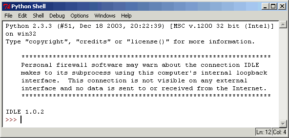 IDLE: Ventana principal IDLE: Ventana principal