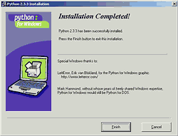 Instalación de Python 2.3 - Paso 6 - Fin de la instalación Instalación de Python 2.3 - Paso 6 - Fin de la instalación