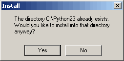 Instalacin de Python 2.3 - Ya existe la carpeta de instalacin