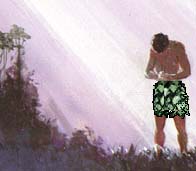 Adam wearing fig leaves. Copyrighted.