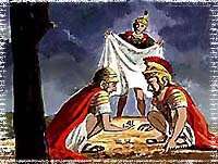 Casting lots on Jesus clothes. Copyrighted.