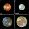 Cliquee para observar en grande los cuatro satlites diferenciados de Jupiter